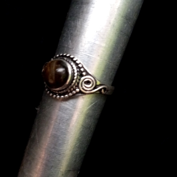 124 Tiger Eye Silver Gemstone Ring size 8 stamped 925 shipping sale - Picture 6 of 10